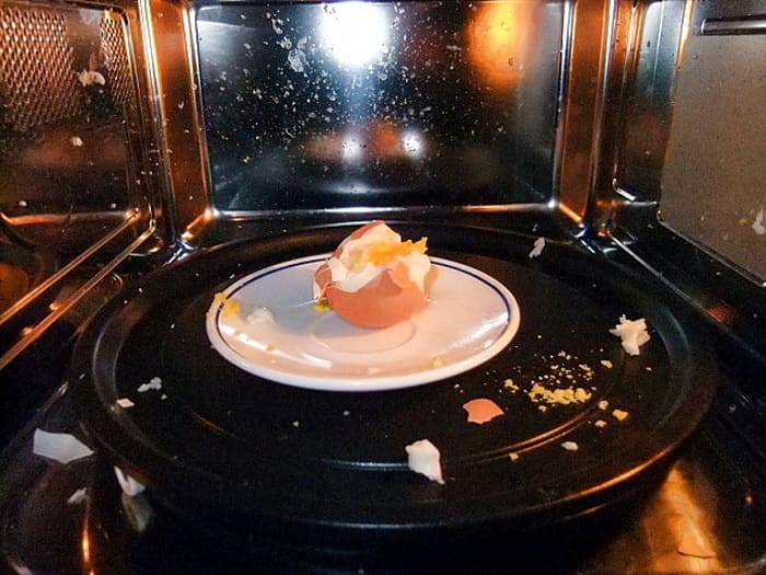 Hard boiled eggs explode in the microwave